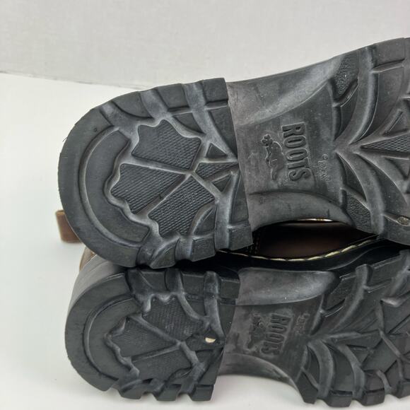 ROOTS TUFF Vintage Brown Leather Hiking/Work Lace-up Boots Chunky Sole Rugged - Picture 14 of 16